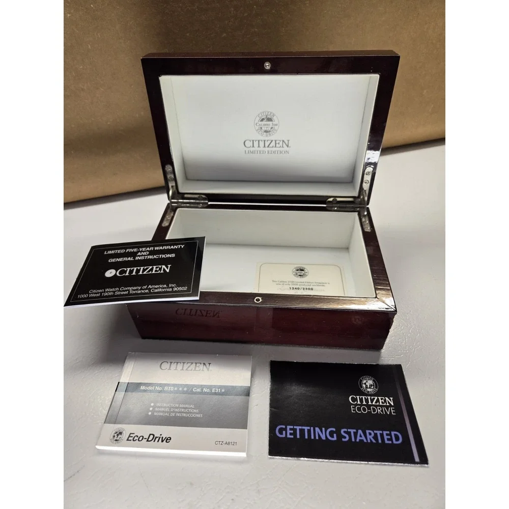 Citizen Eco-Drive Watch Box Wood Case Calibre 3100 Bt0 E31 Instruction Manual